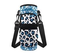 Jeiento Portabottiglie alla moda con stampa leopardata blu borsa a tracolla con tracolla per bottiglia d'acqua borsa a tracolla per donne uomini per passeggiate escursionismo campeggio palestra
