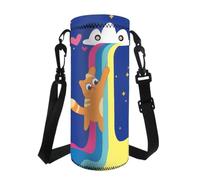 Jeiento Portabottiglie con design divertente a forma di gatto, in acciaio inox e plastica, per escursioni, vacanze, palestra, parco, sport