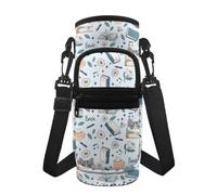 Jeiento Portabottiglie con motivo a libro, motivo floreale, in acciaio inox e plastica, per passeggiate, escursioni, campeggio, palestra