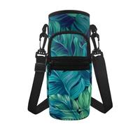 Jeiento Portabottiglie da donna in acciaio inox e plastica verde foglia di palma con tasca per telefono