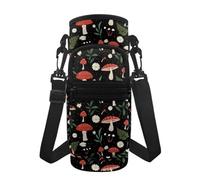 Jeiento Portabottiglie d'acqua a forma di fungo con margherite bianche, borsa a tracolla regolabile per donne e uomini, porta bottiglie in plastica in acciaio inossidabile isolato