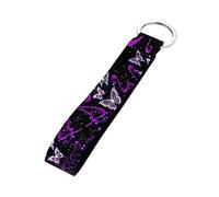 Jeiento - Portachiavi alla moda per donne e uomini, con cordino da polso e cordino da polso, per portachiavi, per cellulari, borse, accessori farfalla viola S