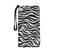 Jeiento Portafoglio da donna in pelle con cerniera e cinturino da polso grande capacità stile lungo, Zebra, L, Casual