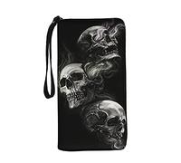 Jeiento Portafoglio da donna in pelle con cerniera e cinturino da polso grande capacità stile lungo, Teschio, L, Casual