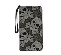 Jeiento Portafoglio da polso di grande capacità per le donne donna borsa in pelle Multi Card Organizer Zip intorno, Teschio di zucchero, large, Casual