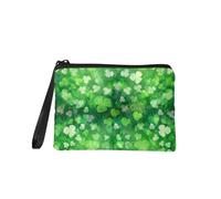 Jeiento Portamonete con cerniera per il giorno di San Patrizio, borsa cosmetica portatile, multifunzione, per donne e ragazze, borsa da esterno verde, Cuore verde., S, Portamonete