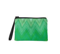 Jeiento Portamonete con cerniera per il giorno di San Patrizio, borsa cosmetica portatile, multifunzione, per donne e ragazze, borsa da esterno verde, Stampa geometrica tie dye verde, S, Portamonete