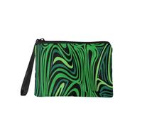 Jeiento Portamonete con cerniera per il giorno di San Patrizio, borsa cosmetica portatile, multifunzione, per donne e ragazze, borsa da esterno verde, Strisce verdi intrecciate, S, Portamonete