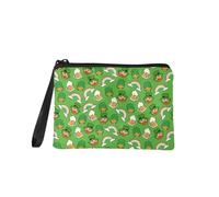 Jeiento Portamonete con cerniera per il giorno di San Patrizio, borsa cosmetica portatile, multifunzione, per donne e ragazze, borsa da esterno verde, Arcobaleno nano verde e birra, S, Portamonete
