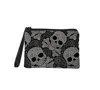 Jeiento Portamonete e Portafoglio per Donne - Borsa con Cerniera per Viaggio e Shopping - Fermasoldi e Pochette con Teschio di Zucchero, S