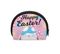 Jeiento Portamonete resistente per donne e uomini, mini borsa per il trucco con cerniera, borsa impermeabile con clip per denaro causale, borsa da trasporto per ragazze, Happy Easter Cute Bunny,