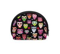 Jeiento Portamonete resistente per donne e uomini, mini borsa per il trucco con cerniera, borsa impermeabile con clip per denaro causale, borsa da trasporto per ragazze, Gufi dei cartoni animati di,