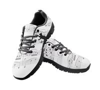Jeiento Scarpe da ginnastica da donna, comode, antiscivolo, con motivo musicale, stringate, sportive, da corsa, casual, da lavoro, Nota musicale bianca, 40 EU