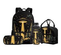 Jeiento Set di 4 borse per la scuola con portapranzo isolato e portapenne, per bambini, ragazzi e ragazze, Fungo, Taglia unica, Zaini Daypack