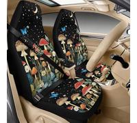 Jeiento Set di 5 coprisedili per auto a forma di fungo, per auto, da donna, con luna e stelle, per sedili anteriori, con morbido bracciolo, coperture per cinture di sicurezza, per tutte le stagioni