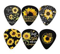 Jeiento, Set di 6 plettri per chitarra personalizzati, stampa girasole, medio sottile, ottimo regalo per chitarre elettriche, acustiche o bassi, 0,96 mm