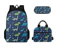 Jeiento Set di zaini 3 in 1 per la scuola con borsa termica per il pranzo, astuccio per matite, penne, zaino grande campus senior borsa a tracolla regolabile per ragazzi e ragazze scuola elementare,