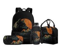 Jeiento Set di zaini per la scuola media per bambini, 43,2 cm, con porta bottiglia d'acqua, portapranzo, astuccio per ragazzi e ragazze, Fungo Rana, Taglia unica, Zaini Daypack