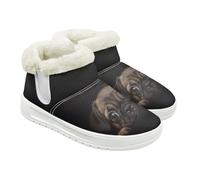 Jeiento Stivali da donna con motivo animale, stivaletti invernali alla caviglia, stivali da neve, comodi e caldi e soffici, scarpe antiscivolo per attività all'aperto, Cane Pug Nero 3D, 42 EU