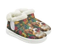 Jeiento Stivali da donna con motivo animale, stivaletti invernali alla caviglia, stivali da neve, comodi e caldi e soffici, scarpe antiscivolo per attività all'aperto, Cane Corgi Fiore, 40 EU