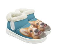Jeiento Stivali da donna con motivo animale, stivaletti invernali alla caviglia, stivali da neve, comodi e caldi e soffici, scarpe antiscivolo per attività all'aperto, Cane Corgi Gallese, 40 EU
