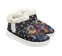 Jeiento Stivali da donna con motivo animale, stivaletti invernali alla caviglia, stivali da neve, comodi e caldi e soffici, scarpe antiscivolo per attività all'aperto, Cani Bassotti Colorati, 36 EU
