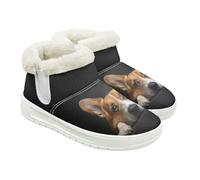 Jeiento Stivali da donna con motivo animale, stivaletti invernali alla caviglia, stivali da neve, comodi e caldi e soffici, scarpe antiscivolo per attività all'aperto, Cane Corgi 3D, 41 EU