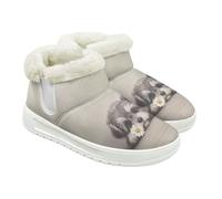 Jeiento Stivali da donna con motivo animale, stivaletti invernali alla caviglia, stivali da neve, comodi e caldi e soffici, scarpe antiscivolo per attività all'aperto, Pug Dog Margherita Fiore, 37 EU
