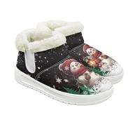 Jeiento Stivali da neve da donna con motivo a teschio, scarpe invernali alla caviglia, pantofole calde, scarpe da casa per esterni e interni, con fodera in pelliccia di peluche, Pupazzo di neve
