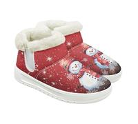 Jeiento Stivali da neve da donna, invernali, caldi, antiscivolo, alla caviglia, per interni ed esterni, Pupazzo di neve natalizio, 34 EU