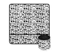 Jeiento Tappetino impermeabile per macchina da cucire con piccola borsa rimovibile per macchina da cucire tappetino organizer per accessori per macchine da cucire, Simpatici panda., Organizer per