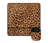 Jeiento Tappetino per macchina da cucire resistente per tavolo marrone leopardato tappetino organizer con piccola borsa rimovibile per ridurre le vibrazioni tappetino per macchina da cucire