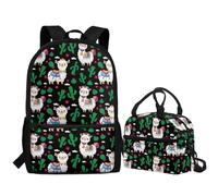 Jeiento Zaino scolastico per ragazzi e ragazze, leggero, con scatola termica per il pranzo, Cactus Verde e Alpaca, Taglia unica, Zaini Daypack