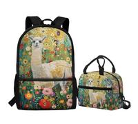 Jeiento Zaino scolastico per ragazzi e ragazze, leggero, con scatola termica per il pranzo, Fiore e lama, Taglia unica, Zaini Daypack