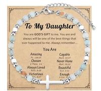 JEIKTO Braccialetto con croce per donne e ragazze, regalo cristiano per donne, amici, sorella in Cristo, figlia, nipote, per compleanno, Natale, cresima, battesimo, Pasqua, laurea, San Valentino