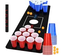 Jeinbuil Set di tazze da birra per pong, con 32 bicchieri (500 ml) + 8 palline da ping pong, tappetino da tavolo, per feste, giochi di bere, campeggio, compleanno, matrimonio