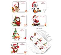 JEJA Adesivi natalizi, etichette con nome per regali di Natale, etichette autoadesive per scritte, Babbo Natale, renna, pupazzo di neve, per regali, biglietti, decorazioni 120 pezzi