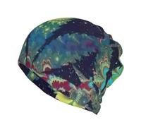 JEJEA A Puff in Time Weed Marijuana Print Slouchy Beanie per donne e uomini, caldo berretto morbido antivento chemio berretto elasticizzato teschio, Nero , S