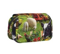 JEJEA Adluts - Astuccio multiuso con stampa di animali della fattoria, Nero , Taglia unica, Beauty case