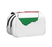 JEJEA Adluts - Astuccio multiuso con stampa mappa della bandiera dell'Ungheria, portapenne, per matite e trucchi, Nero , Taglia unica, Beauty case