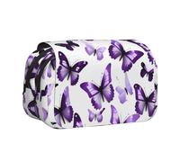 JEJEA Adluts - Astuccio portapenne con stampa di farfalle, per matite e trucchi, multiuso, colore: bianco e viola, Nero , Taglia unica, Beauty case