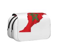 JEJEA Adluts - Astuccio portapenne con stampa mappa della bandiera del Marocco, portapenne, portapenne, per trucchi, multiuso, Nero , Taglia unica, Beauty case