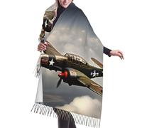 JEJEA Aereo della Seconda Guerra Mondiale 2-Standard-Scale-2_00x Stampa Faux Cashmere Frange Scialle - Calda sciarpa invernale da donna, morbida e accogliente per il freddo