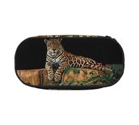 JEJEA African Wildlife Leopard stampa grande capacità matita penna caso grande stoccaggio ad alta capacità sacchetto sacchetto titolare scatola organizzatore, Nero , Taglia unica, Organizer per borse