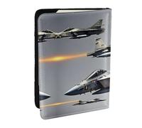 JEJEA Aircraft Fighter Jet Stampa Travel Organizer Porta Carte di Credito Porta Passaporto Libro Porta Passaporto Custodia Portafoglio per Viaggiare, Nero , Taglia unica