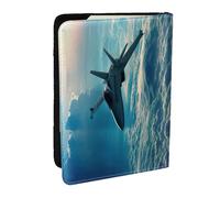 JEJEA Aircraft Fighter Jet Stampa Travel Organizer Porta Carte di Credito Porta Passaporto Libro Porta Passaporto Custodia Portafoglio per Viaggiare, Nero , Taglia unica