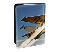 JEJEA Aircraft Fighter Jet Stampa Travel Organizer Porta Carte di Credito Porta Passaporto Libro Porta Passaporto Custodia Portafoglio per Viaggiare, Nero , Taglia unica