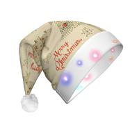 JEJEA Albero di Natale Stampa Cappello di Babbo Natale Adulto Led, Cappello di Natale Con Luci Per Le Donne E Gli Uomini Di Capodanno Forniture Per Il