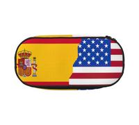 JEJEA American Spagna Bandiera Stampa Grande Capacità Matita Pen Case Grande Stoccaggio Alta Capacità Sacchetto Del Sacchetto Del Supporto Della Scatola Organ, Nero , Taglia unica, Organizer per borse