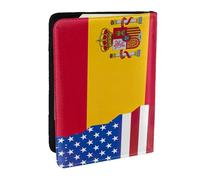 JEJEA American Spagna Bandiera Stampa Organizzatore di Viaggio Carte di Credito Caso Passaporto BookPassport Holder Cover Portafoglio forTraveling, Nero , Taglia unica
